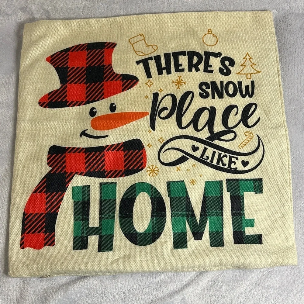Festive Snowman Holiday Pillow Cover - Red, Green, Black